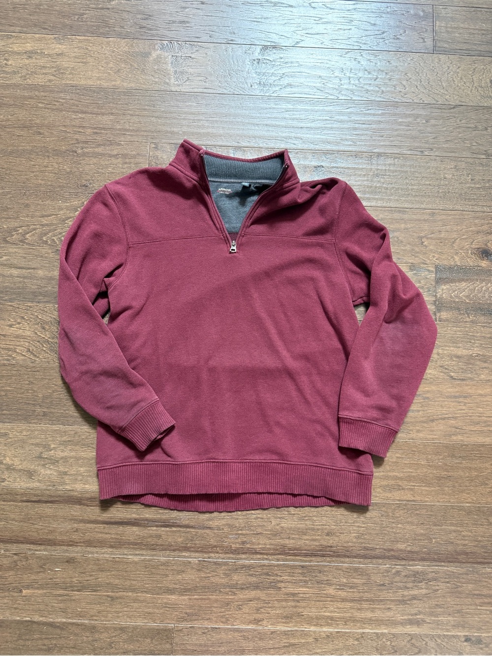 Arrow Men's Maroon Quarter-Zip Sweater Pullover, Cotton Blend